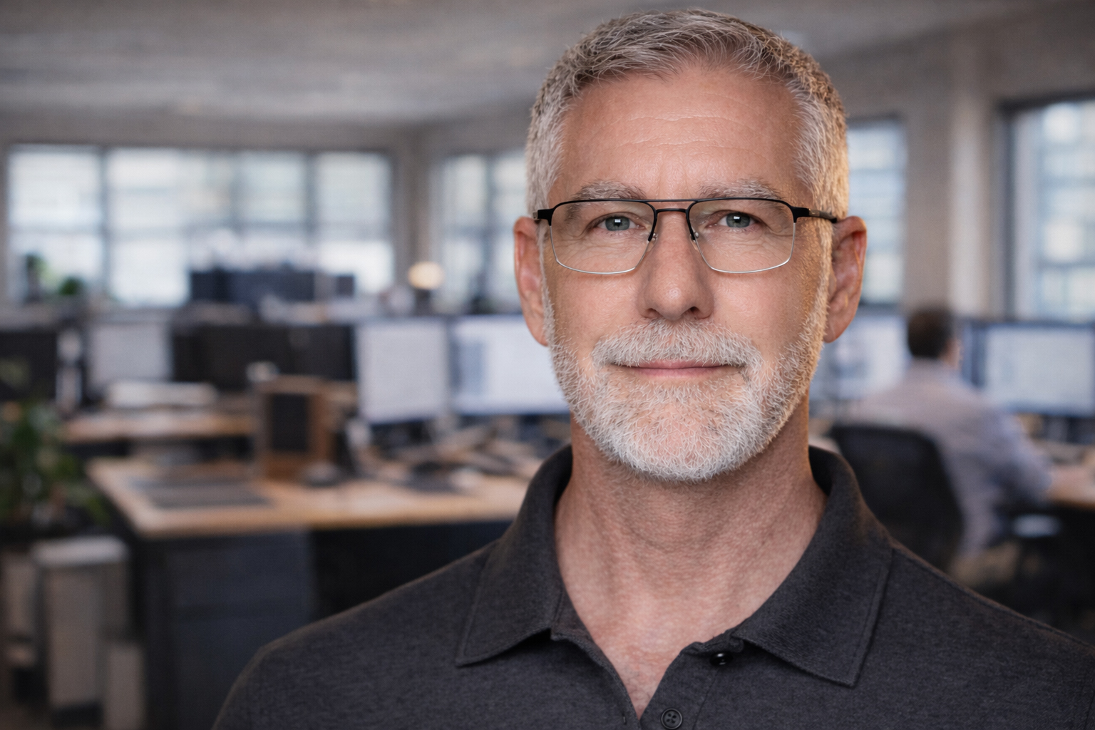 Portrait de Dany Perron, designer d'intérieur commercial à Montréal, dans son bureau