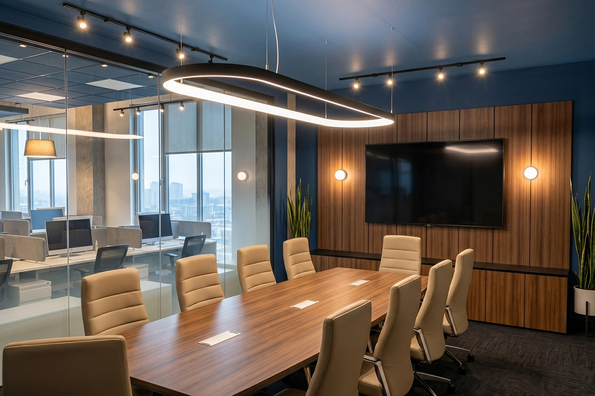 Design de salle de conférence moderne à Montréal, aménagement de bureau haut de gamme par Dany Perron